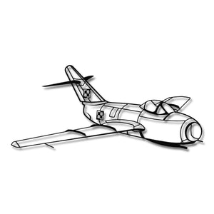 MiG-15 (Lim-1/2) - (Polska Szachownica) – Metalowa sylwetka na ścianę - precyzyjne detale metalowego modelu