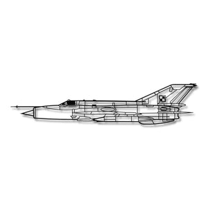 MiG-21 (Ołówek) - (Polska Szachownica) – Metalowa sylwetka na ścianę - precyzyjne detale metalowego modelu