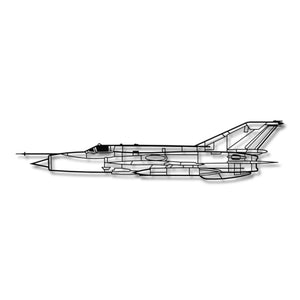 MiG-21bis – Metalowa sylwetka na ścianę - precyzyjne detale metalowego modelu