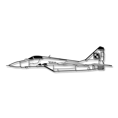 MiG-29 (Fulcrum) - (Polska Szachownica) – Metalowa sylwetka na ścianę - precyzyjne detale metalowego modelu