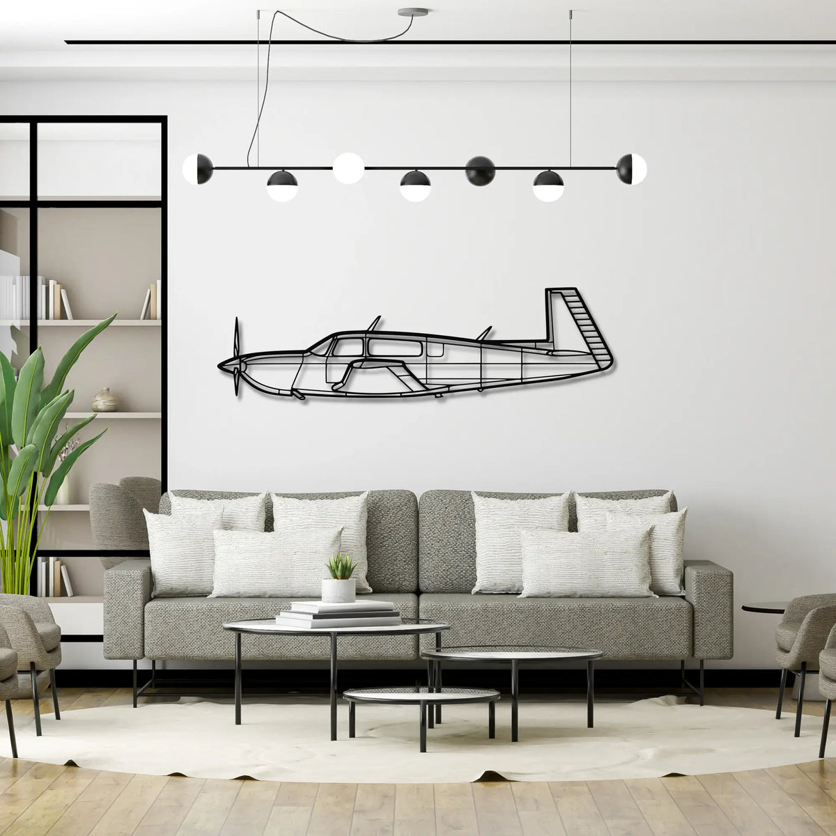 Mooney M20M - Metalowa dekoracja ścienna - aranżacja w stylu loftowym