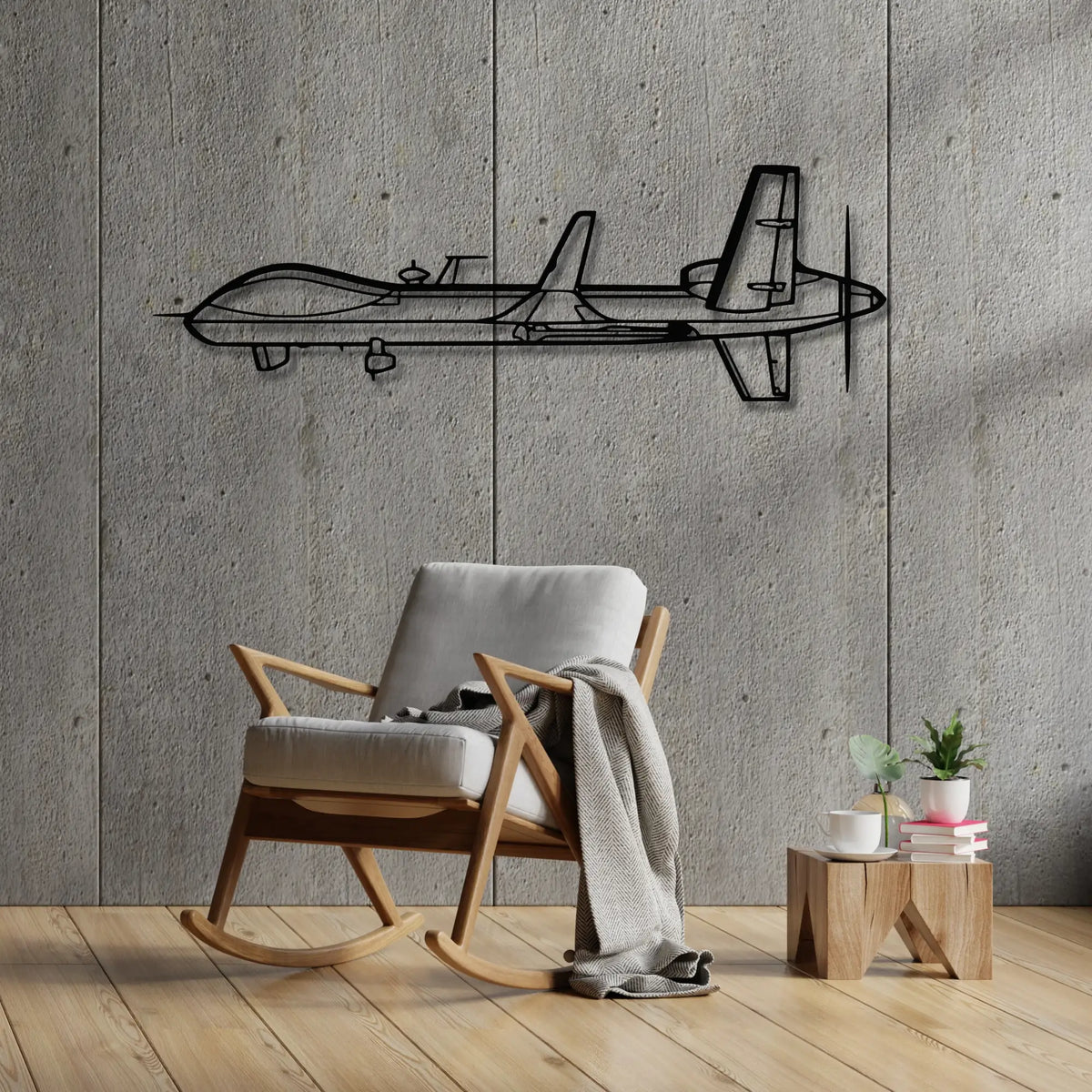 MQ-9B Reaper - Metalowa dekoracja ścienna - aranżacja w stylu loftowym