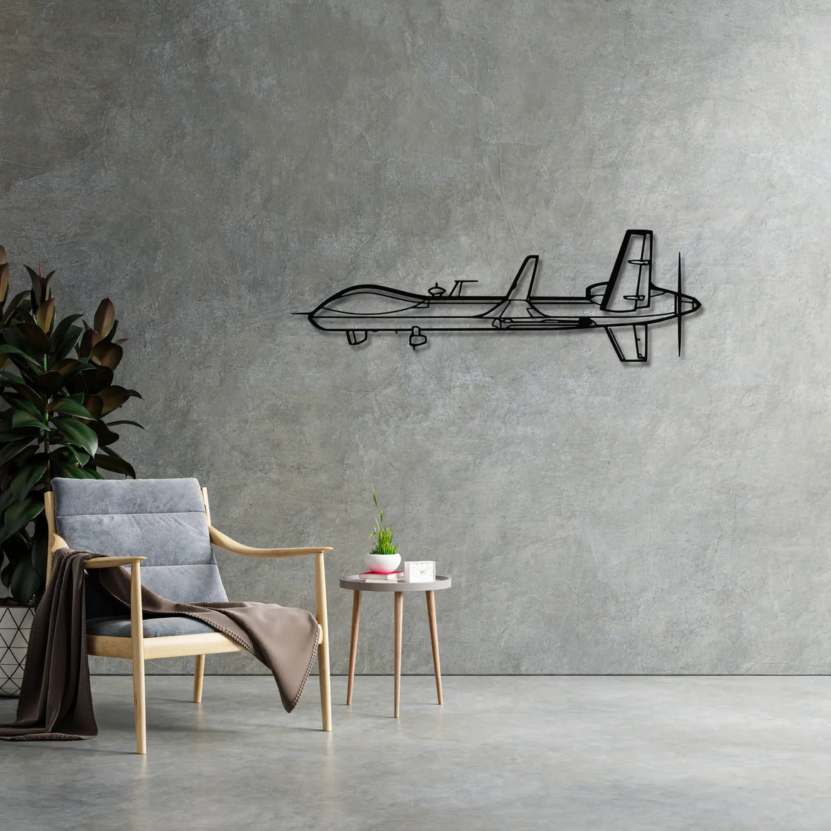 MQ-9B Reaper - Metalowa dekoracja ścienna - metalowa ozdoba we wnętrzu industrialnym