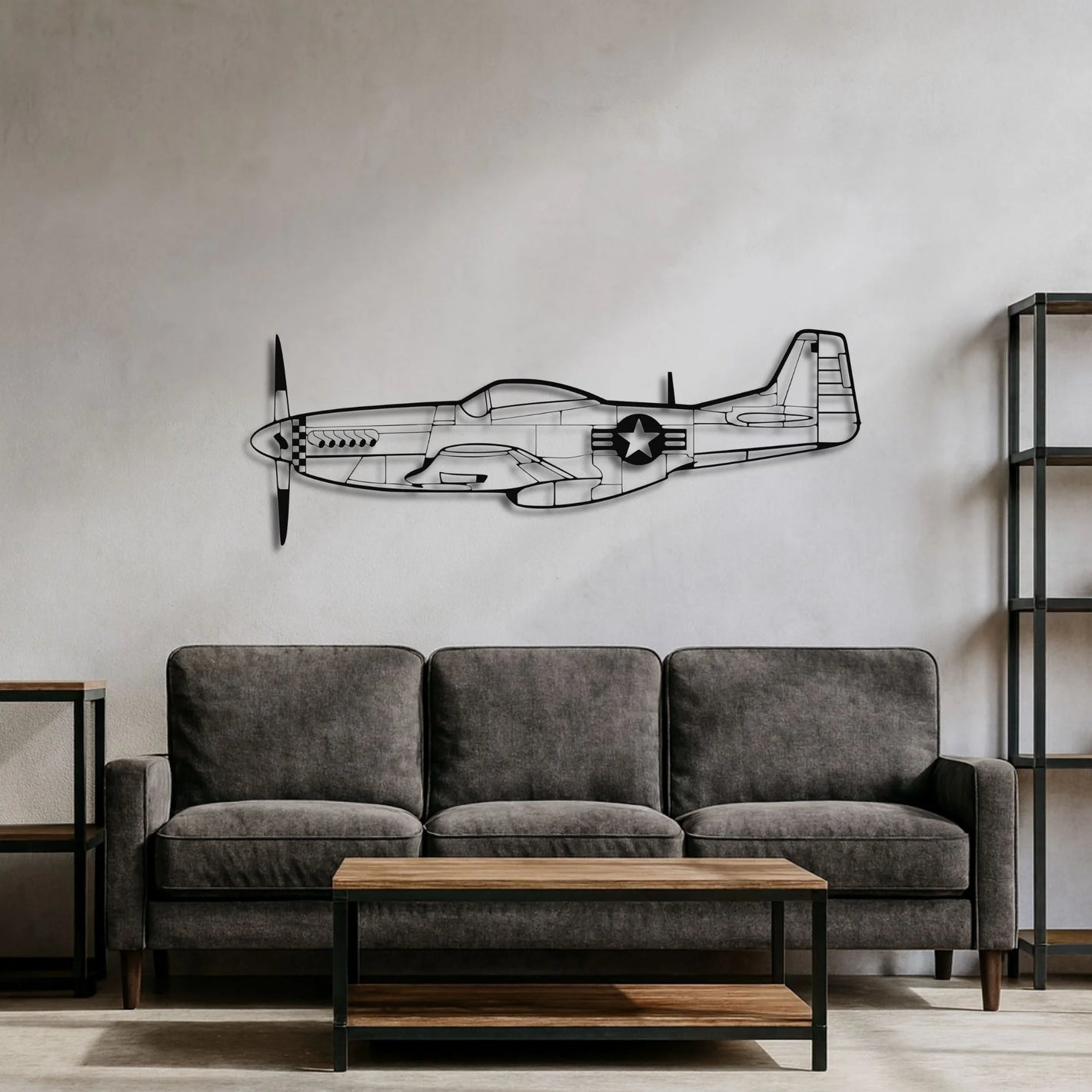 Mustang P-51 – Metalowa sylwetka na ścianę