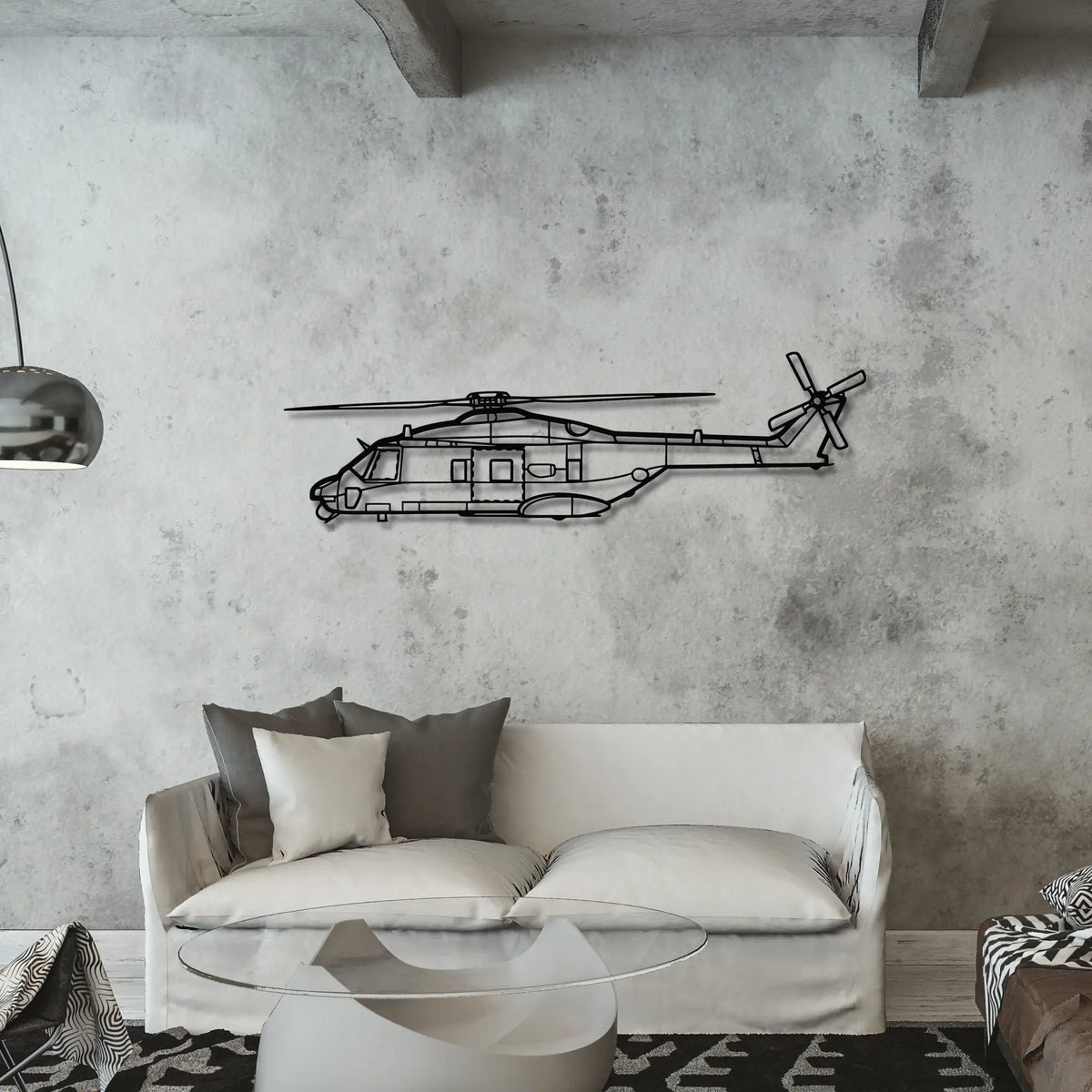 NH90 TTH - Metalowa dekoracja ścienna - aranżacja w stylu loftowym