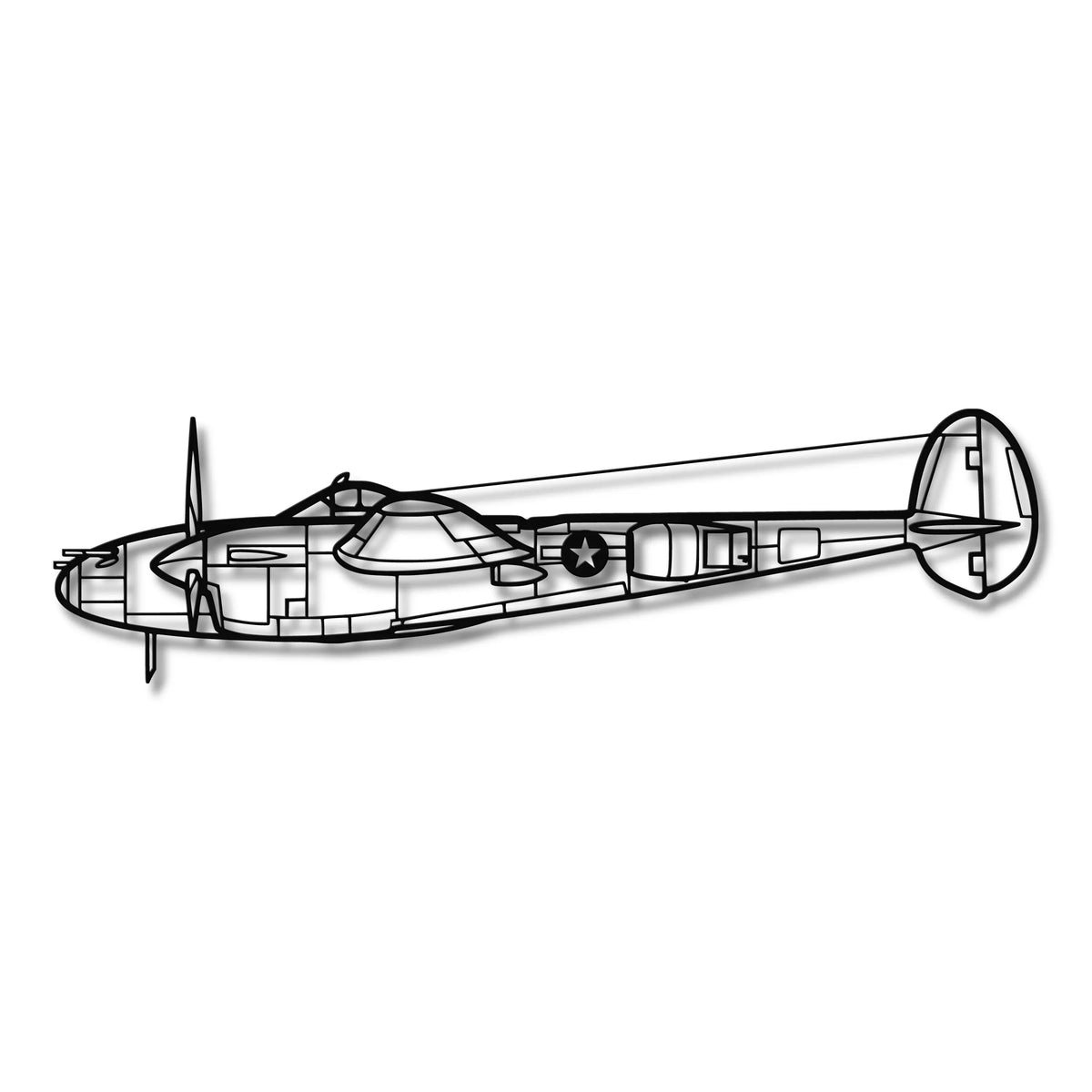 Lockheed P-38L Lightning - Metalowa dekoracja ścienna - szczegółowy model 3D ze stali