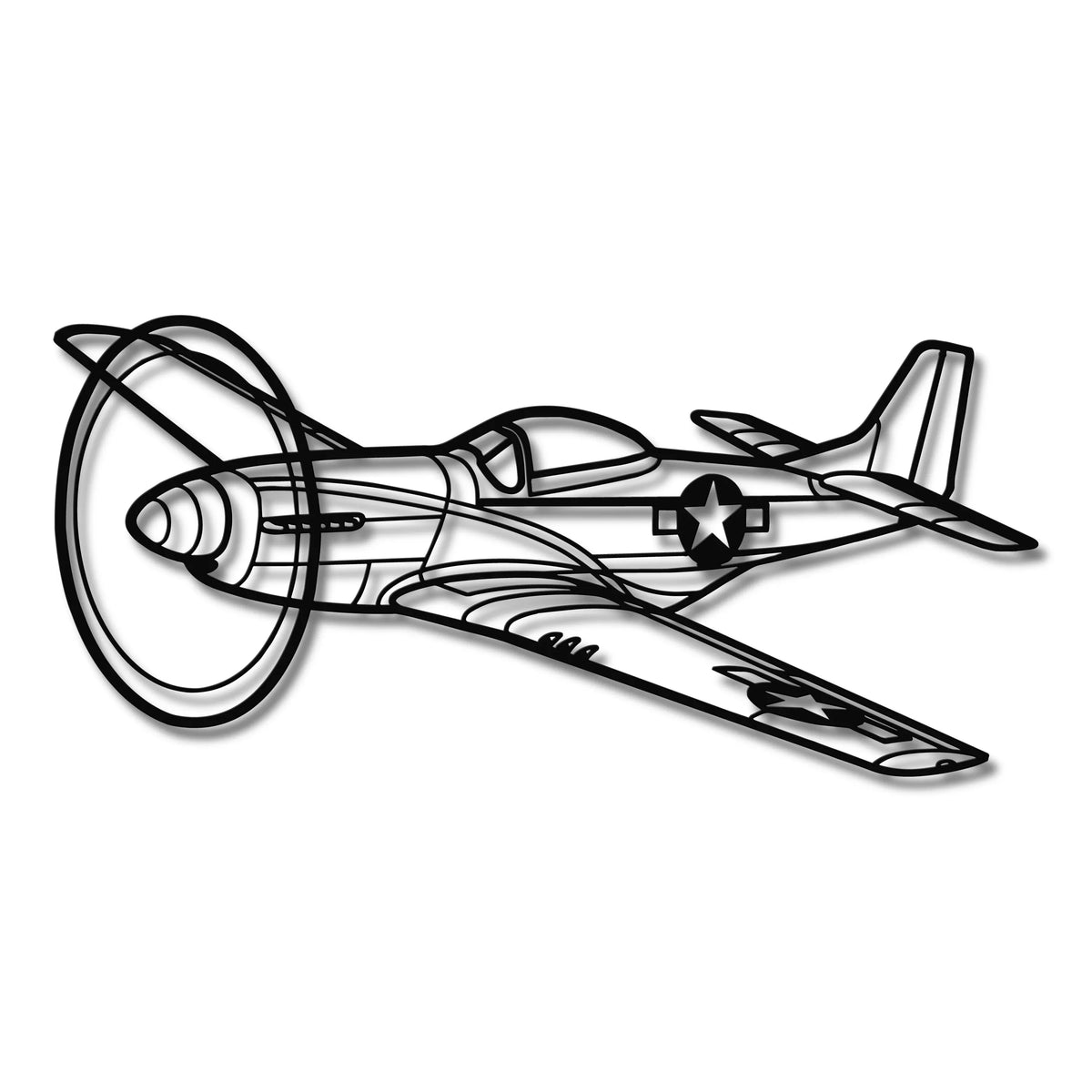 P 51 Mustang W Locie Horyzontalnym - Ekskluzywna Metalowa Sylwetka - szczegółowy model 3D ze stali