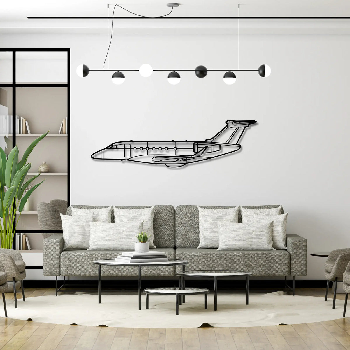 Embraer Praetor 600 - Metalowa dekoracja ścienna - aranżacja w stylu loftowym