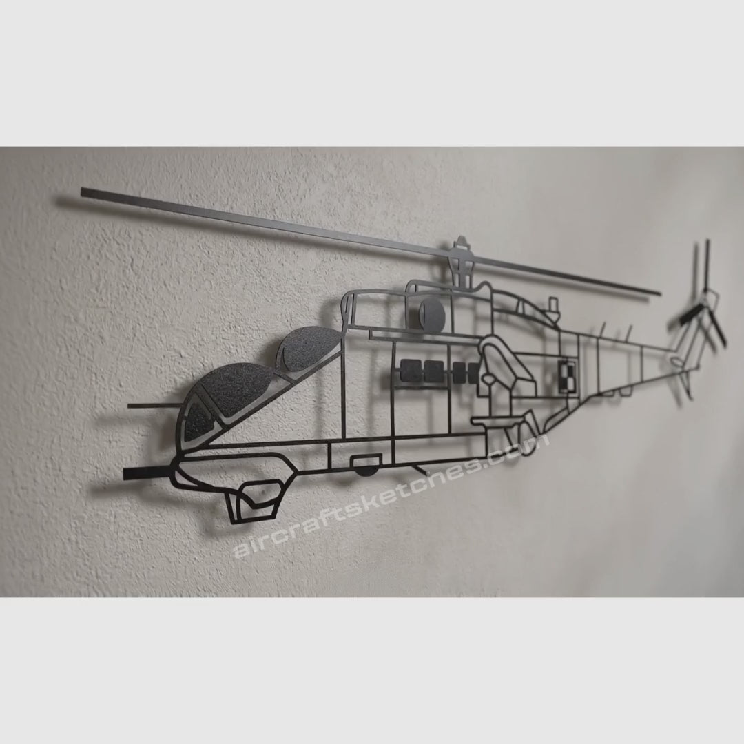 Mi-24W (Hind) - metalowy model na ścianę