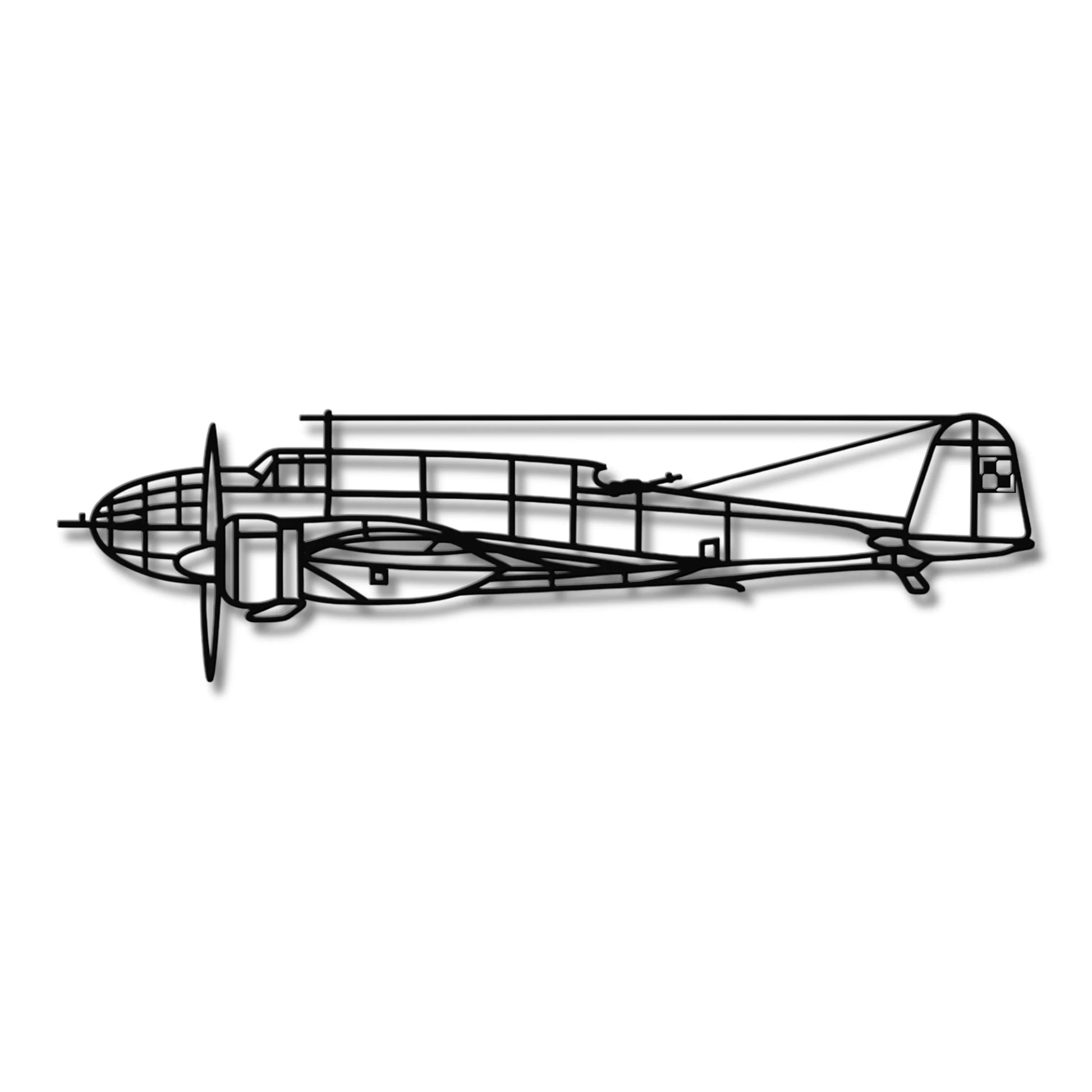 PZL.37 Łoś (Polska Szachownica) – Metalowa sylwetka na ścianę - precyzyjne detale metalowego modelu
