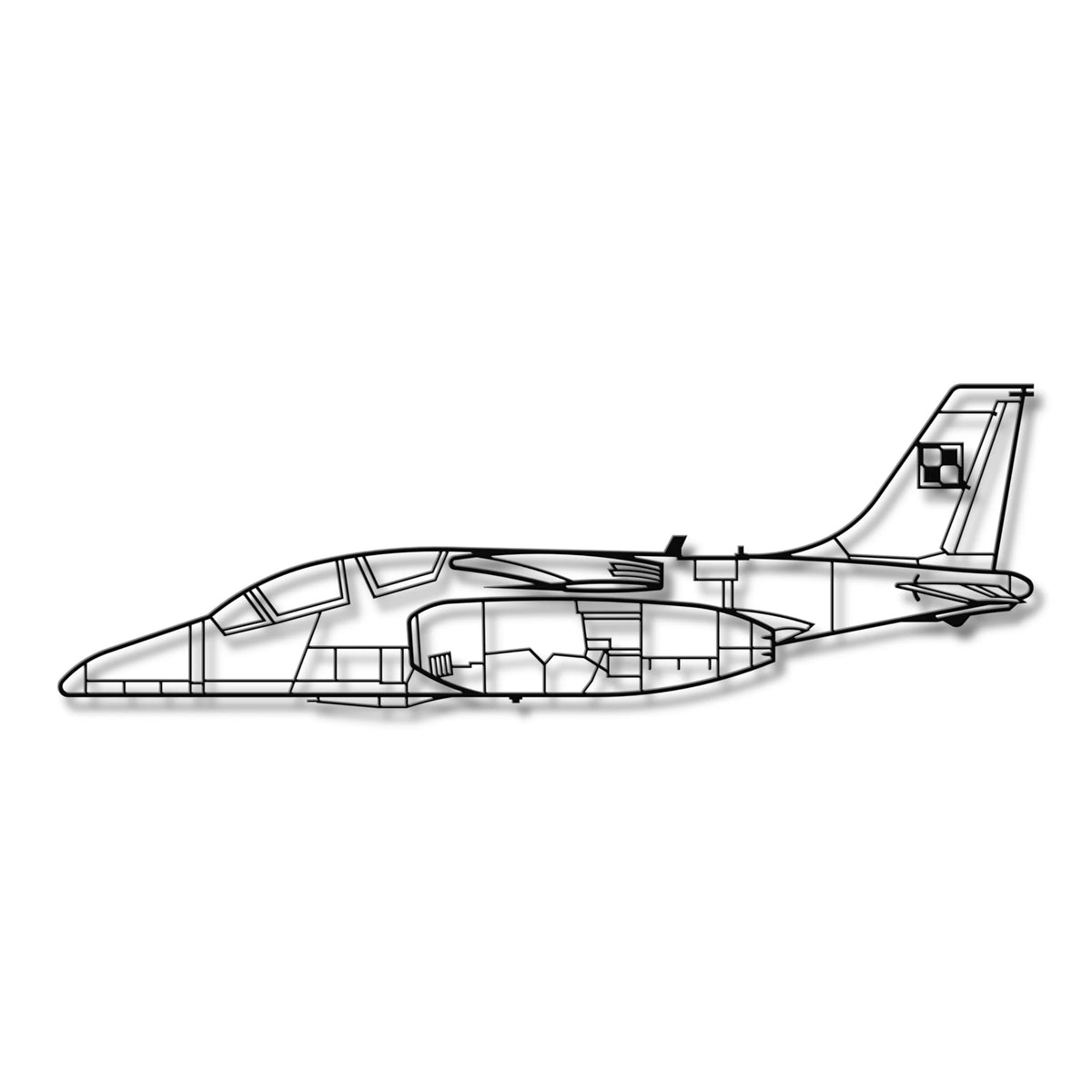 Iryda PZL I-22 (Polska Szachownica) – Metalowa sylwetka na ścianę - precyzyjne detale metalowego modelu