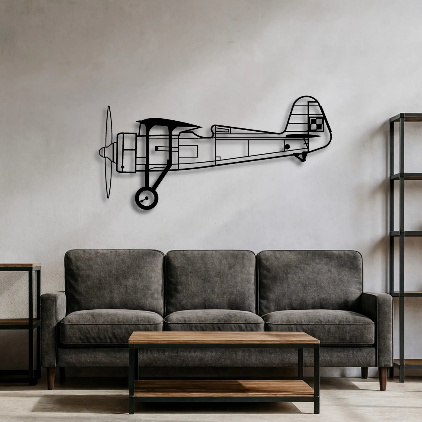 PZL P.11c (Polska Szachownica) – Metalowa sylwetka na ścianę | Aircraft Sketches