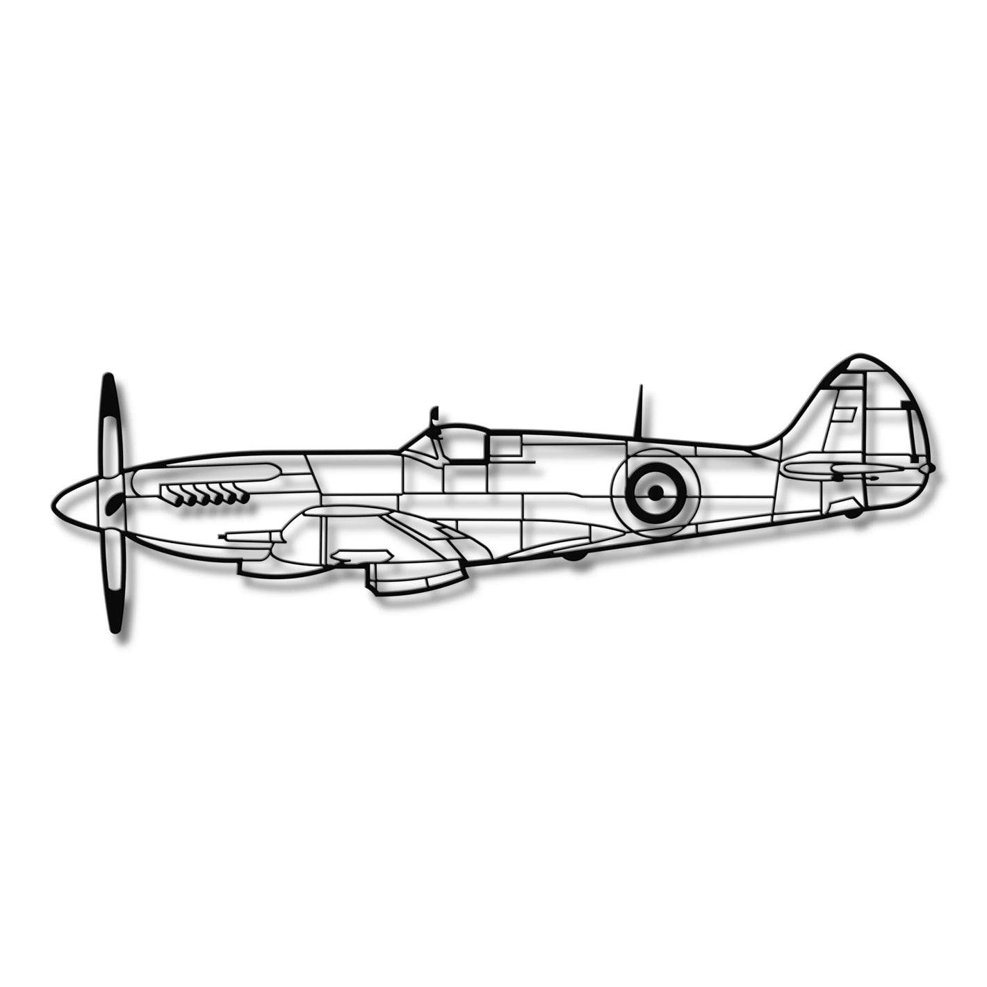 Supermarine Spitfire – Metalowa sylwetka na ścianę - precyzyjne detale metalowego modelu