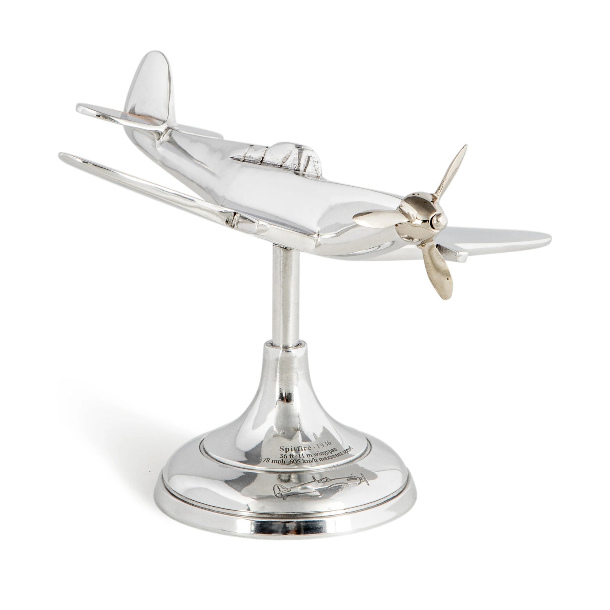 Spitfire Travel Model - Mały Aluminiowy Gabinetowy Model Samolotu | Aircraft Sketches