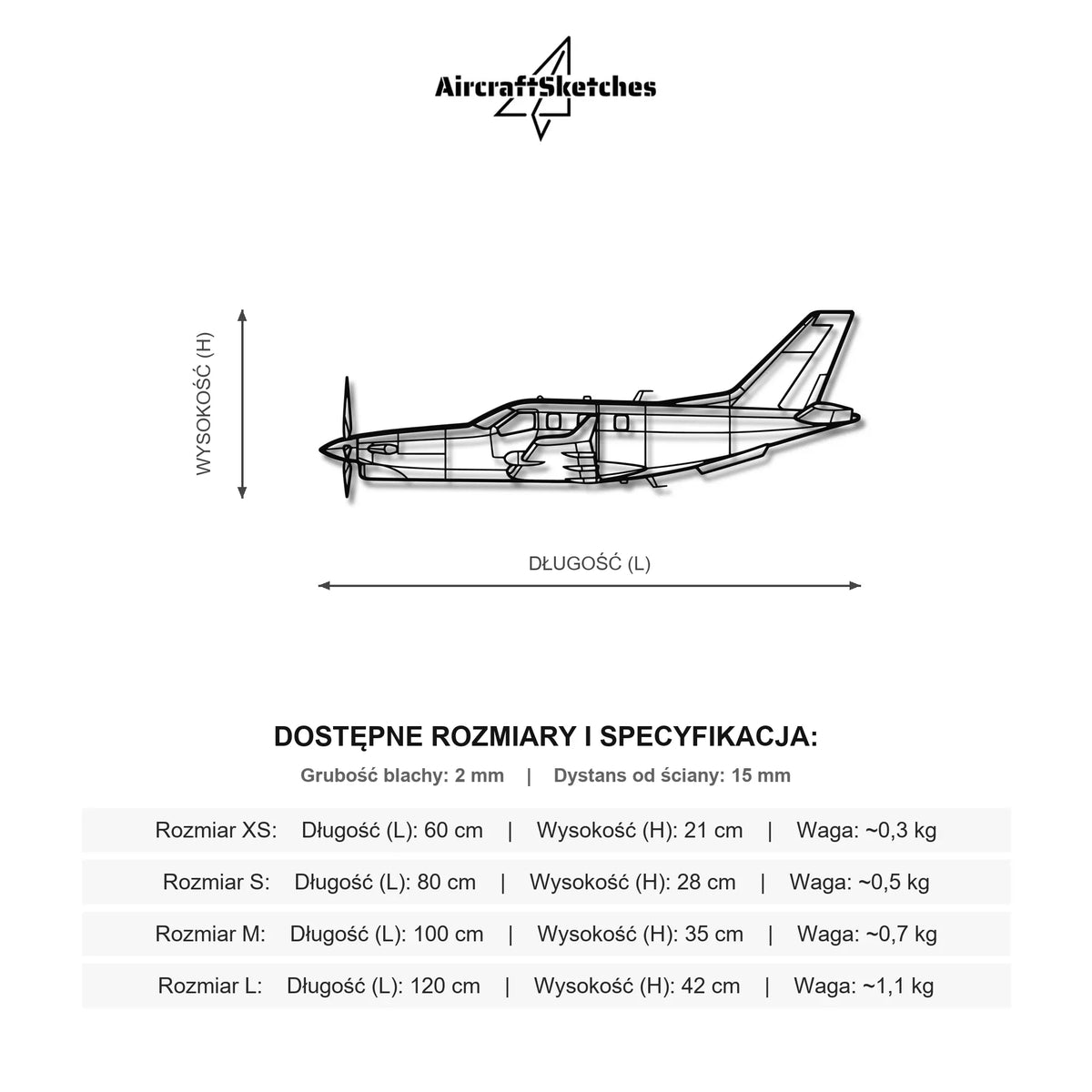 Wymiary i specyfikacja techniczna modelu: TBM 960 - Metalowa dekoracja ścienna