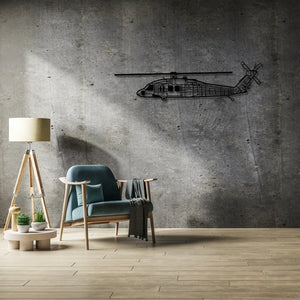 Aranżacja loftowa z wykorzystaniem - UH 60 Black Hawk – Metalowa sylwetka na ścianę