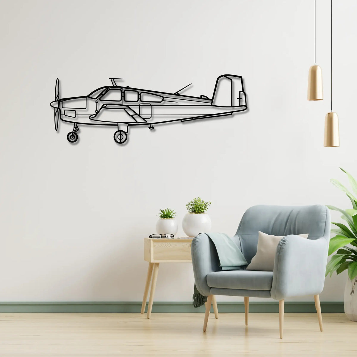 Beechcraft V35 Bonanza - Metalowa dekoracja ścienna - metalowa ozdoba we wnętrzu industrialnym