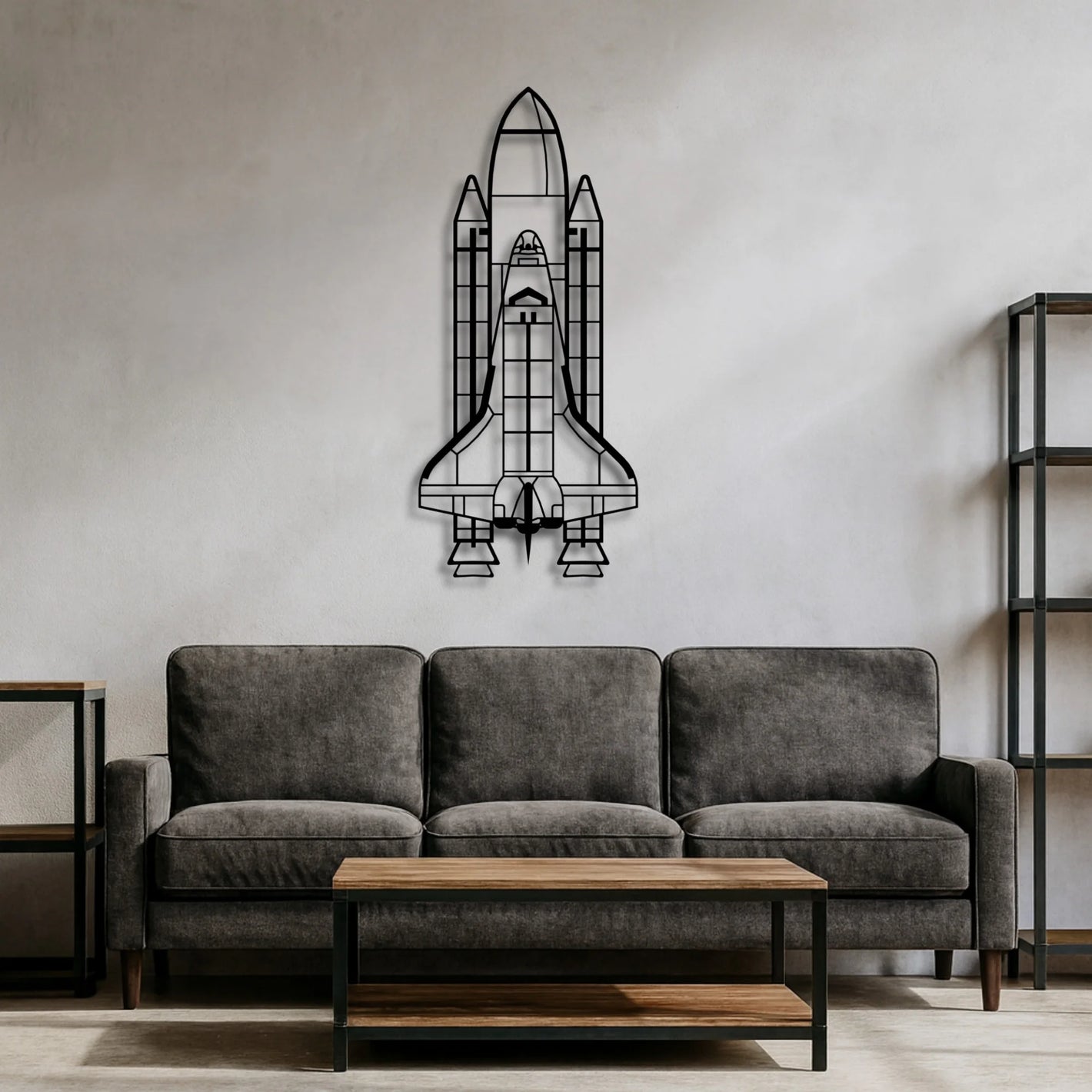 Wahadłowiec Discovery – Metalowa sylwetka na ścianę | Aircraft Sketches