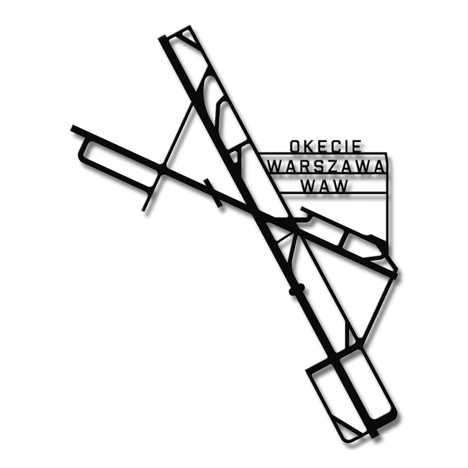 WAW Okecie Warszawa – Metalowa sylwetka na ścianę - precyzyjne detale metalowego modelu