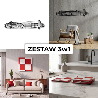 Zestaw Limitowany: Avro Lancaster 3D + Szachownica Ścienna + Podkładki Szachownice
