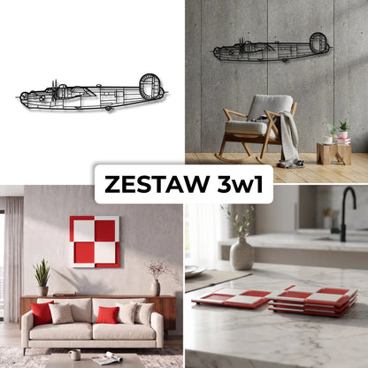 Zestaw Limitowany: B 24J Liberator 3D + Szachownica Ścienna + Podkładki Szachownice
