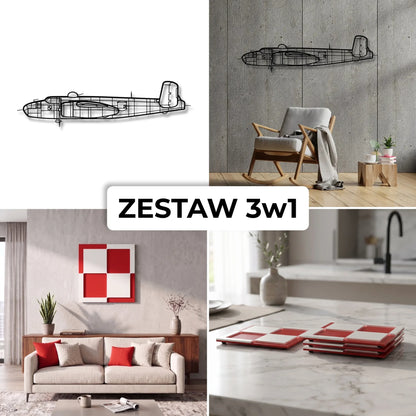 Zestaw Limitowany: B 25J Mitchell 3D + Szachownica Ścienna + Podkładki Szachownice