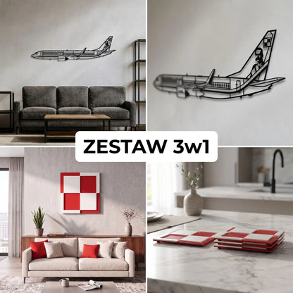 Zestaw Limitowany: Boeing 737-800 "Marszałek Józef Piłsudski" Rządowy + Szachownica Ścienna + Podkładki Szachownice