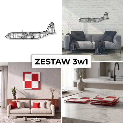 Zestaw Limitowany: C 130H Hercules 3D + Szachownica Ścienna + Podkładki Szachownice