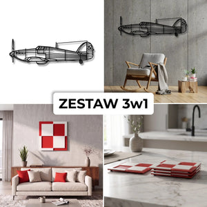 Zestaw Limitowany: Hurricane Mk I 3D + Szachownica Ścienna + Podkładki Szachownice