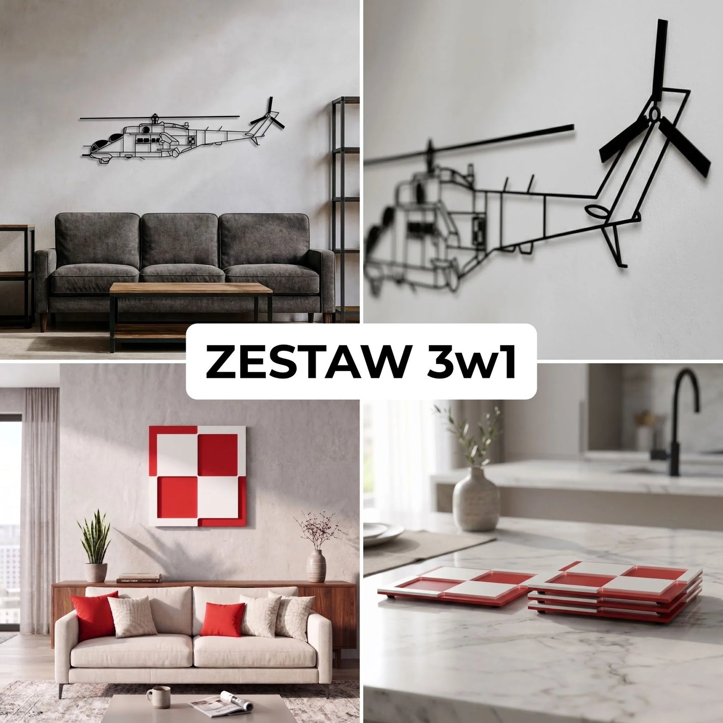 Zestaw Limitowany: Mi-24W (Hind) - + Szachownica Ścienna + Podkładki Szachownice