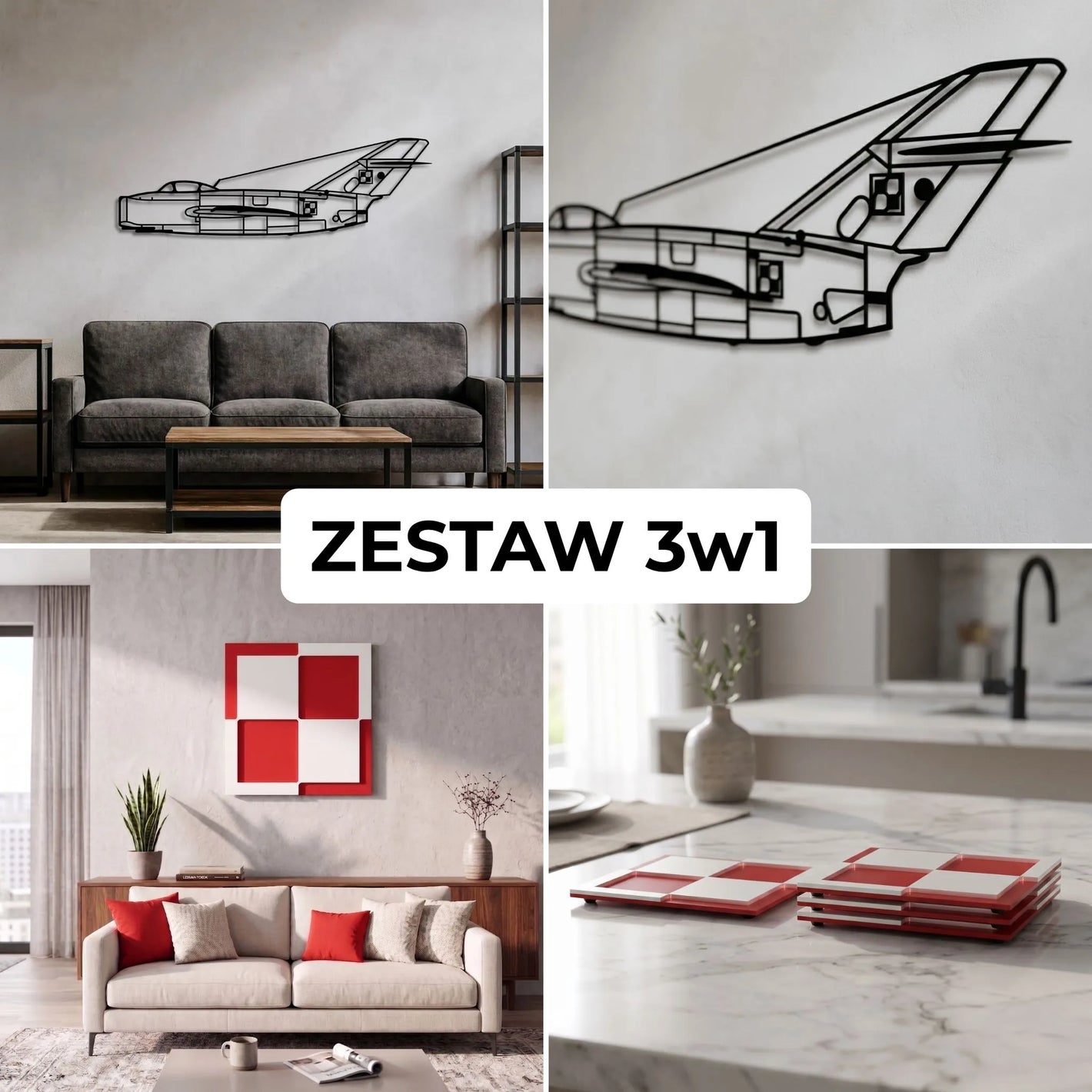 Zestaw Limitowany: MiG-15 (Lim-1/2) + Szachownica Ścienna + Podkładki Szachownice