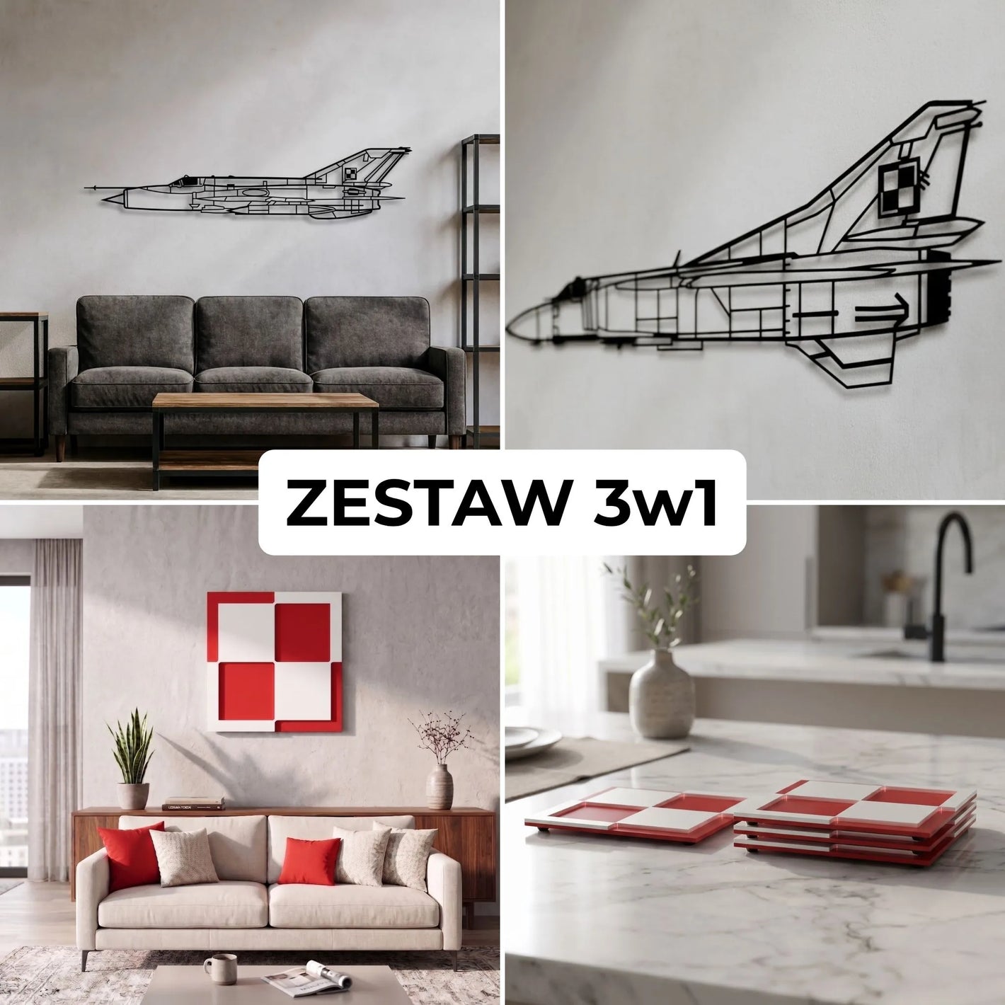 Zestaw Limitowany: MiG-21 (Ołówek) - + Szachownica Ścienna + Podkładki Szachownice