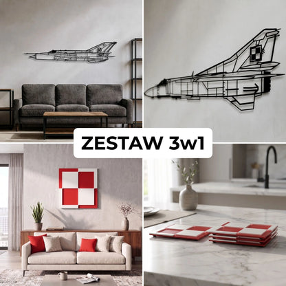 Zestaw Limitowany: MiG-21 (Ołówek) - + Szachownica Ścienna + Podkładki Szachownice