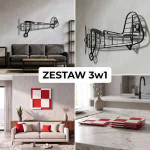Zestaw Limitowany: PZL P.11c + Szachownica Ścienna + Podkładki Szachownice