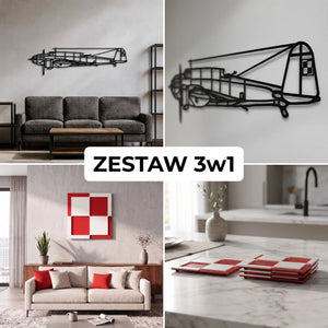 Zestaw Limitowany: PZL.37 Łoś + Szachownica Ścienna + Podkładki Szachownice
