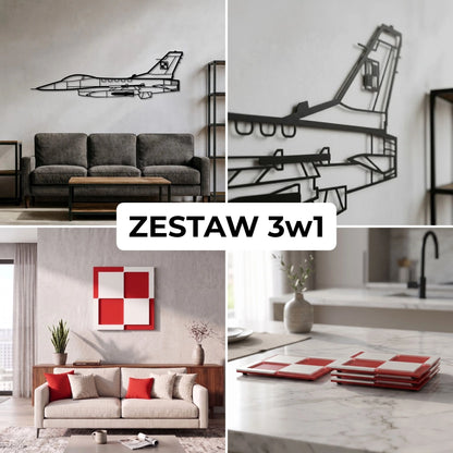 Zestaw Limitowany: F-16 Fighting Falcon + Szachownica Ścienna + Podkładki Szachownice