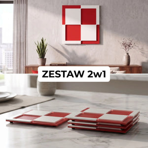 Zestaw Lotniczy 2w1: Polska Szachownica (Dekoracja ścienna + Podkładki)