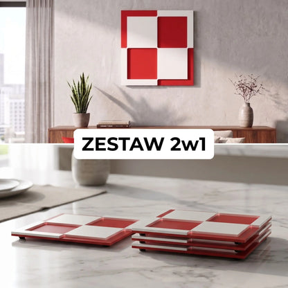 Zestaw Lotniczy 2w1: Polska Szachownica (Dekoracja ścienna + Podkładki)